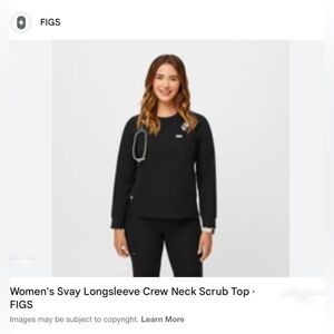 Figs Svay Long Sleeve Scrub Top. Women’s. Black. Medium. NWT